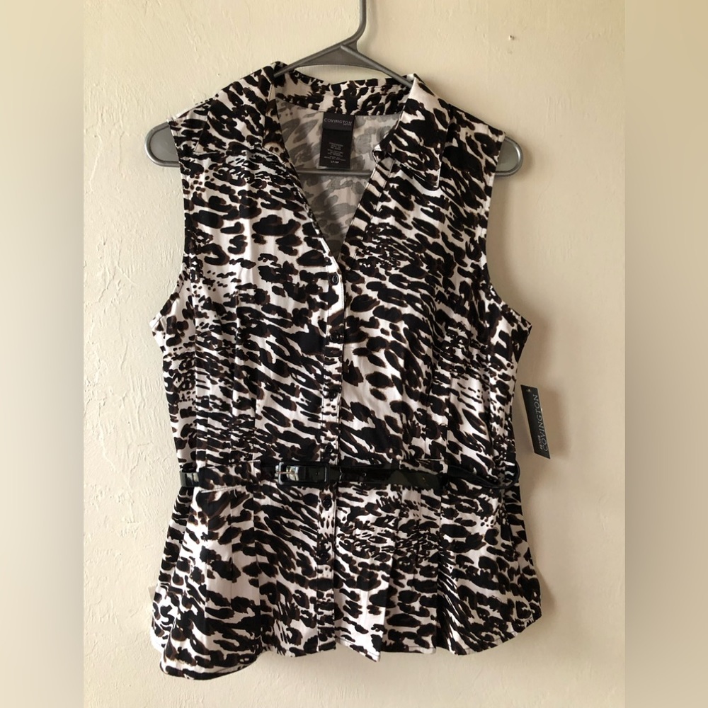 Womens COVINGTON Sleeveless Buttoned Down Shirt Size Petite Large New
